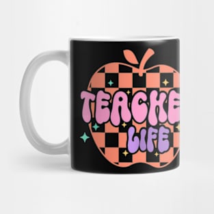 Teacher Life Retro Groovy Apple Teacher Appreciation Mug